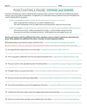 Punctuating a Pause: Commas and Dashes