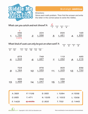 Math Riddles: Addition #1