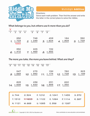 Math Riddles: Addition #2