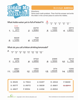 Math Riddles: Addition #3
