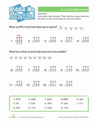 Math Riddles: Subtraction #1