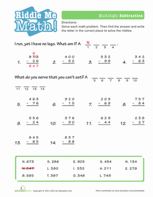Math Riddles: Subtraction #2