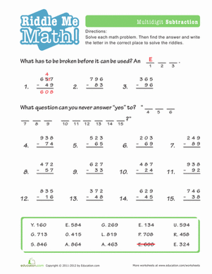 Math Riddles: Subtraction #3