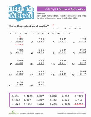 Math Riddles: Adding and Subtracting