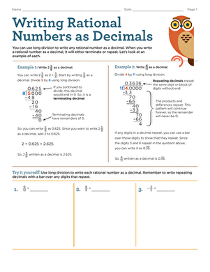 Writing Rational Numbers as Decimals