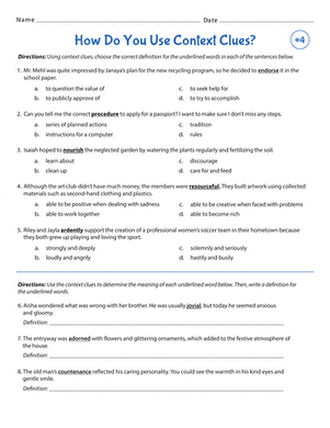 How Do You Use Context Clues? Exercise #4