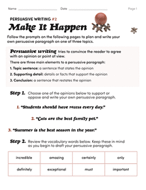 Persuasive Writing #2: Make It Happen