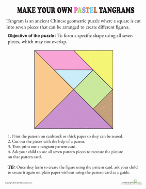 Tangram Template: Pastel Colors