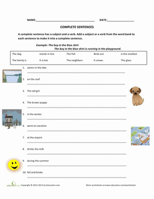 Sentence Fragments to Complete Sentences