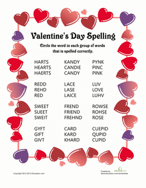 Valentine's Day Spelling