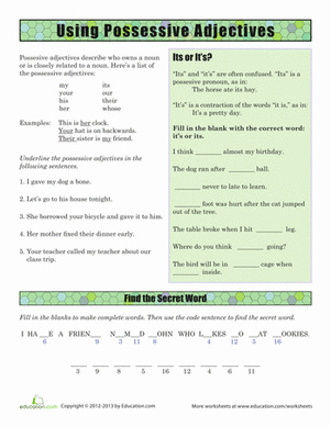 Possessive Adjectives