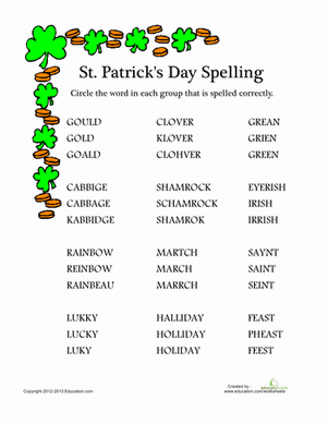 St. Patrick's Day Spelling