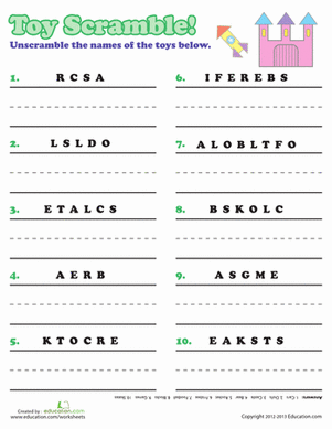 Toys Word Scramble
