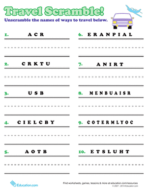 Travel Word Scramble