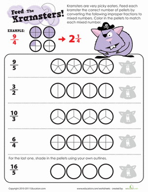 Changing Improper Fractions to Mixed Numbers