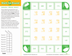 Math-Go-Round: Subtraction (Hard) 