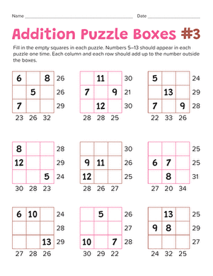 Addition Puzzle Boxes #3 large image