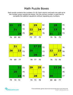 Addition Math Puzzles #4