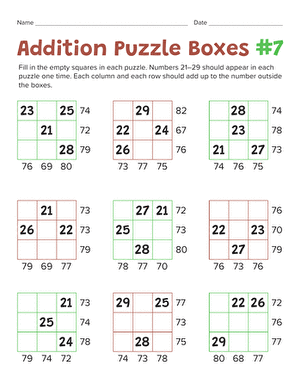 Addition Puzzle Boxes #7 large image
