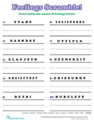 Feelings Word Scramble