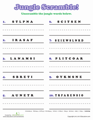 Jungle Word Scramble