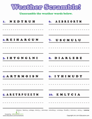 Weather Word Scramble
