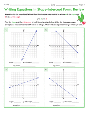 Writing Equations in Slope-Intercept Form: Review