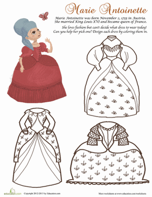 Fashion Coloring Pages: Marie Antoinette