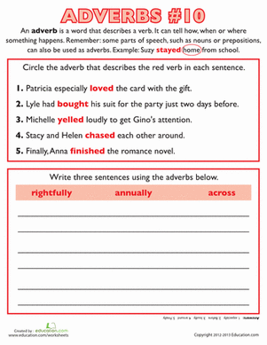 Adverbs Practice #10