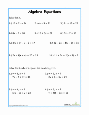 Practice Algebra Equations