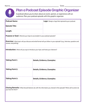 Plan a Podcast Episode Graphic Organizer