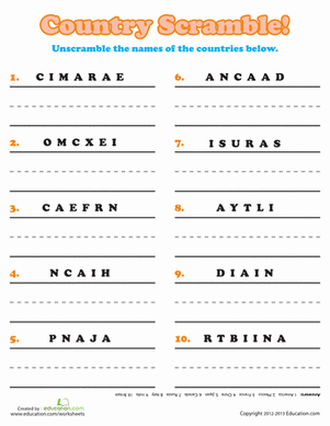 Country Word Scramble
