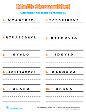 Math Word Scramble