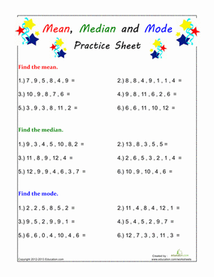 Find the Mean, Median and Mode