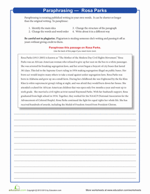 Paraphrasing: Rosa Parks