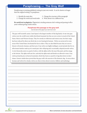 Paraphrasing: The Gray Wolf