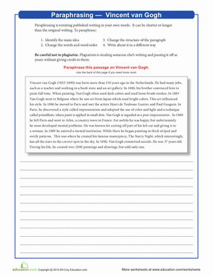 Paraphrasing: Van Gogh