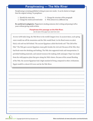Paraphrasing: The Nile River