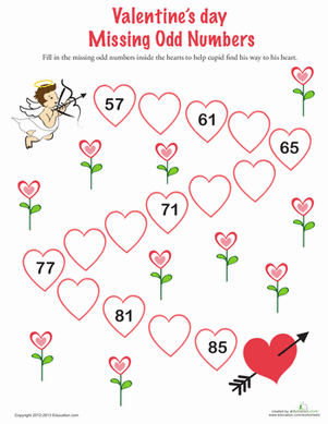 Valentine Math: Odd Numbers