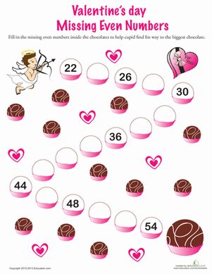 Valentine Math: Even Numbers