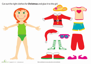 Christmas Paper Doll Girl