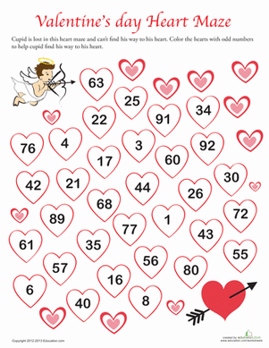 Valentine's Day Number Maze
