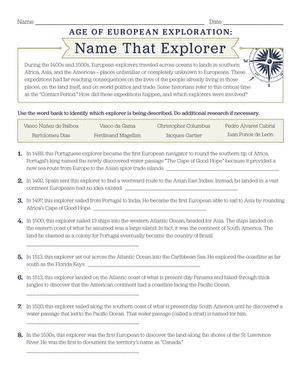 Age of European Exploration: Name That Explorer