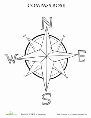 Compass Rose Coloring Page