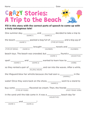 Fill in the Blanks Story: Beach