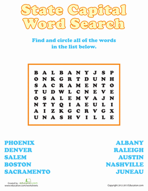 State Capitals Word Search