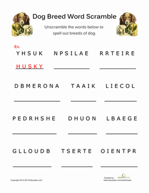 Dog Breed Word Scramble