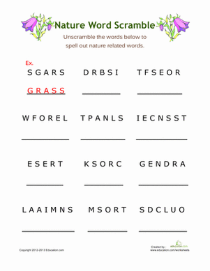 Nature Word Scramble