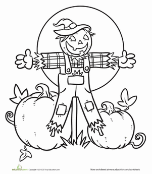 Color the Jack-o'-Lantern Scarecrow