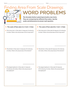 Finding Area From Scale Drawings: Word Problems